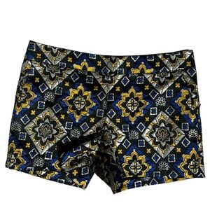 Ann Taylor LOFT Metallic Blue and Gold Jacquard Shorts with Pockets
